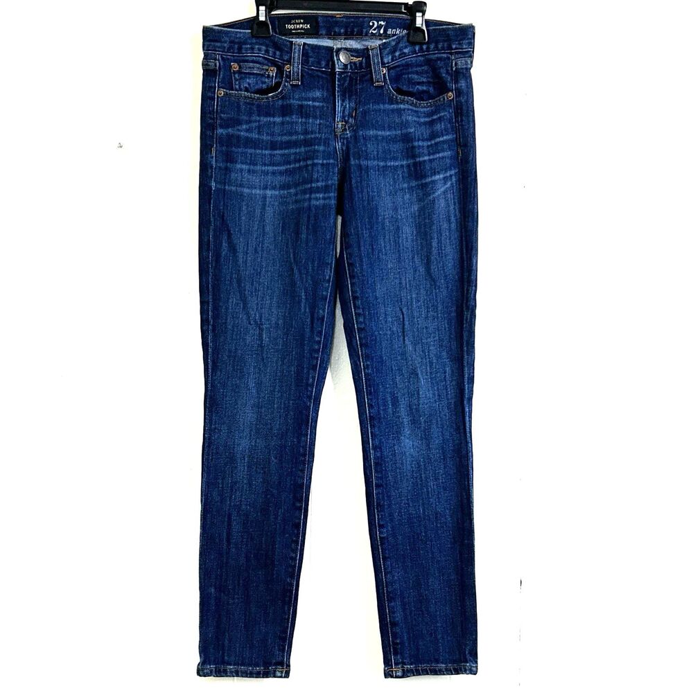 J.Crew Toothpick Ankle Jeans Size 27 Denim Dark Blue Stretch Low Rise Jeans